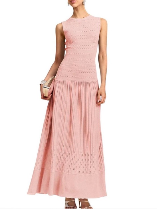 Commense Dresses & Skirts - COMMENSE Sleeveless Knit Eyelet Pleated Maxi Dress